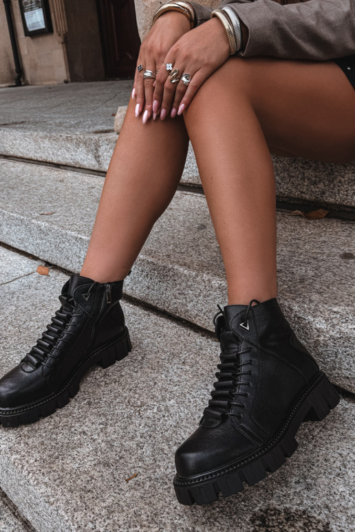 stivaletti da donna con piattaforma D&A JC62-1044 neri