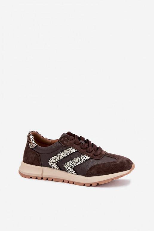 Sneakers da donna in suede sintetico color cioccolato D&A GR62-6015