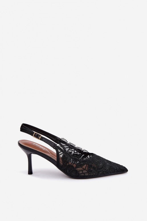 Sandali con lacci e tacco sottile in nero Talmeria