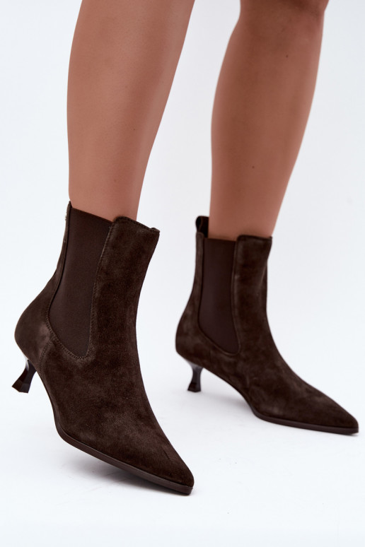 Stivali in suede isolati con tacco Tai turiciejka K7756-02 in cioccolato