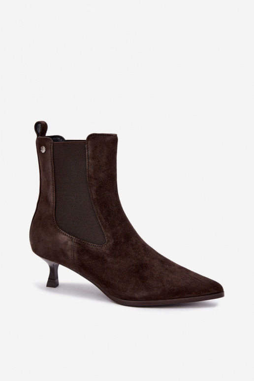 Stivali in suede isolati con tacco Tai turiciejka K7756-02 in cioccolato