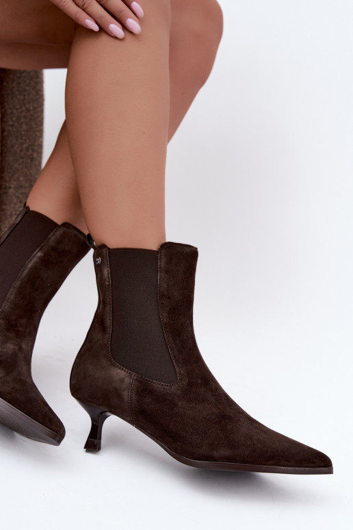 Stivali in suede isolati con tacco Tai turiciejka K7756-02 in cioccolato