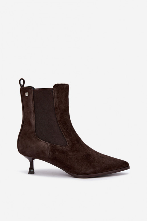 Stivali in suede isolati con tacco Tai turiciejka K7756-02 in cioccolato