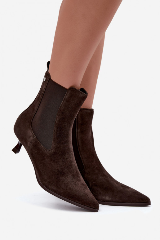 Stivali in suede isolati con tacco Tai turiciejka K7756-02 in cioccolato