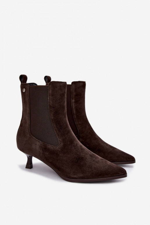 Stivali in suede isolati con tacco Tai turiciejka K7756-02 in cioccolato