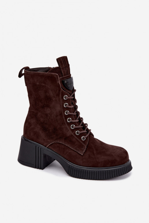 Stivaletti in suede isolati Klocke Tai turiciejka K7675-29 in cioccolato