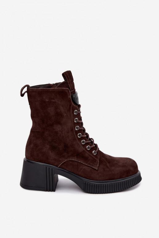 Stivaletti in suede isolati Klocke Tai turiciejka K7675-29 in cioccolato