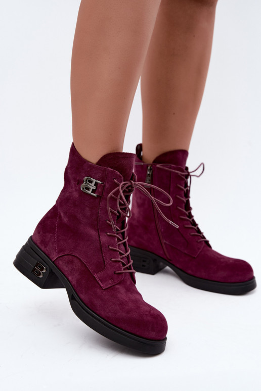 Stivali da donna in suede sintetico isolati Vinceza 67044 bordeaux