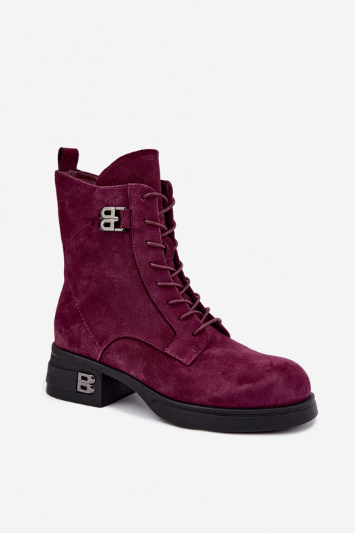 Stivali da donna in suede sintetico isolati Vinceza 67044 bordeaux