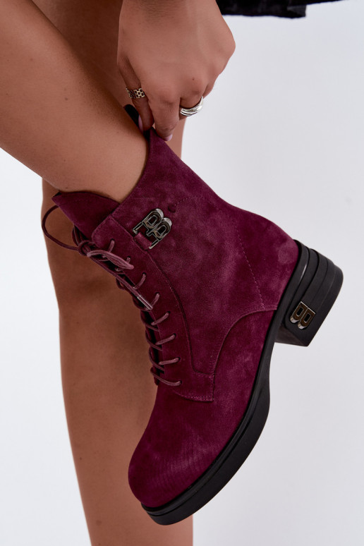 Stivali da donna in suede sintetico isolati Vinceza 67044 bordeaux