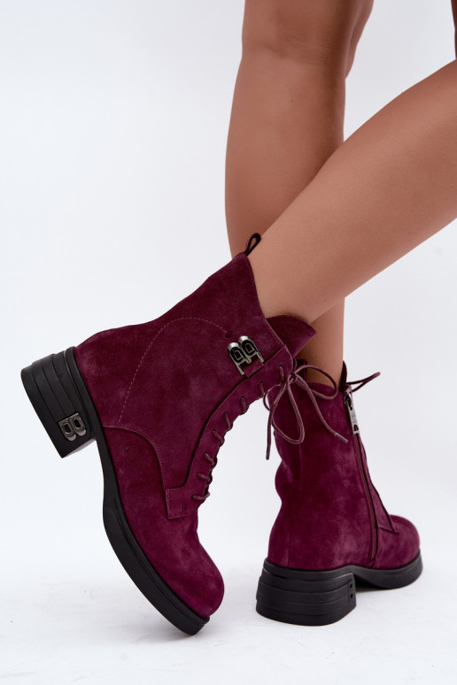 Stivali da donna in suede sintetico isolati Vinceza 67044 bordeaux