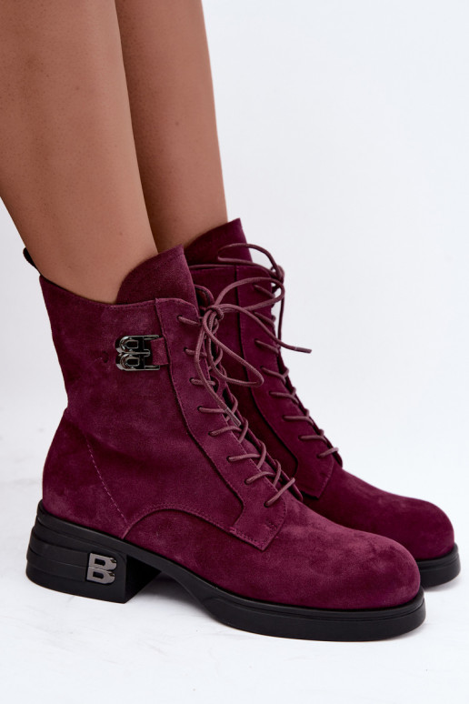 Stivali da donna in suede sintetico isolati Vinceza 67044 bordeaux