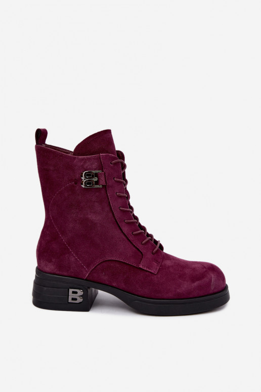 Stivali da donna in suede sintetico isolati Vinceza 67044 bordeaux