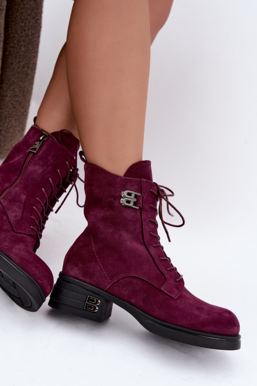 Stivali da donna in suede sintetico isolati Vinceza 67044 bordeaux