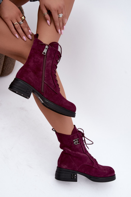 Stivali da donna in suede sintetico isolati Vinceza 67044 bordeaux