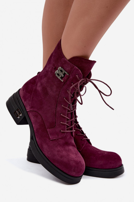 Stivali da donna in suede sintetico isolati Vinceza 67044 bordeaux