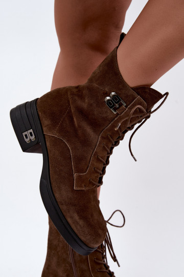 Stivali da donna in suede sintetico isolati Vinceza 67044 marrone