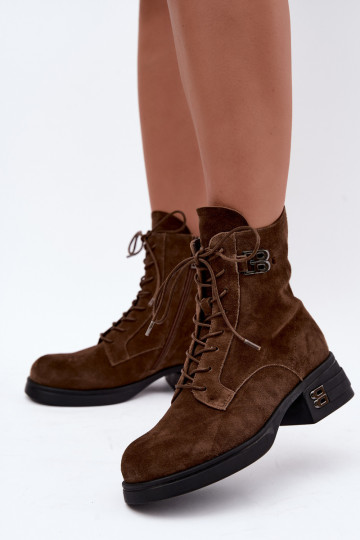 Stivali da donna in suede sintetico isolati Vinceza 67044 marrone 2