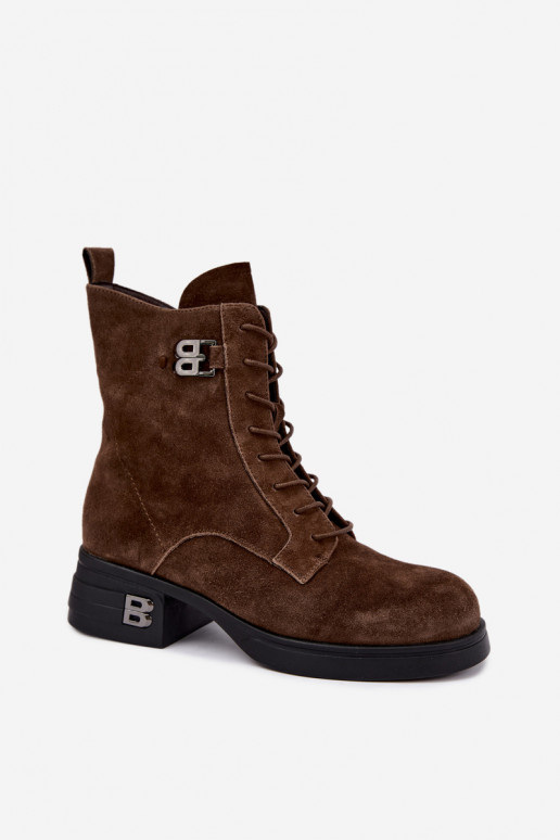 Stivali da donna in suede sintetico isolati Vinceza 67044 marrone