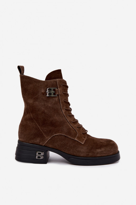 Stivali da donna in suede sintetico isolati Vinceza 67044 marrone