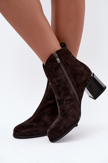 Stivali in suede sintetico con tacco Vinceza 91178 cioccolato 2