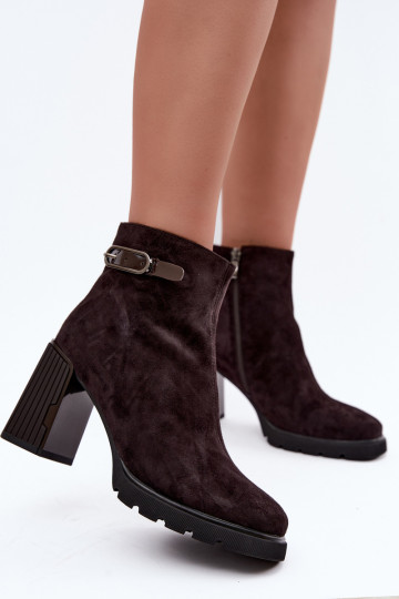 Stivaletti isolati in suede sintetico con tacco Vinceza 91172 cioccolato 2