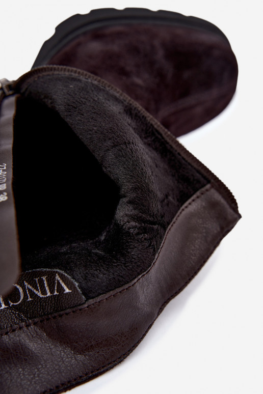 Stivaletti isolati in suede sintetico con tacco Vinceza 91172 cioccolato