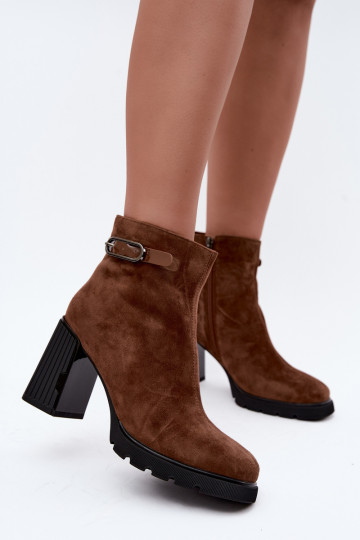 Stivaletti isolati in suede sintetico con tacco Vinceza 91172 marrone 2