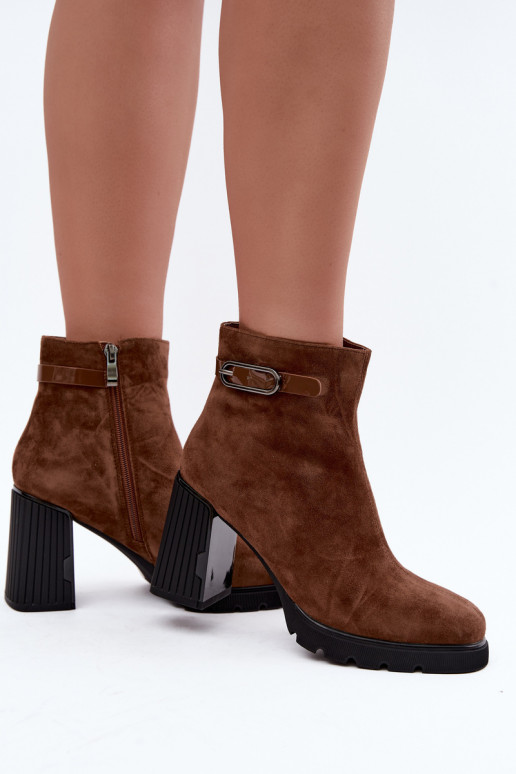 Stivaletti isolati in suede sintetico con tacco Vinceza 91172 marrone