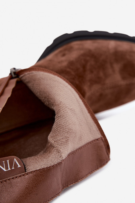 Stivaletti isolati in suede sintetico con tacco Vinceza 91172 marrone