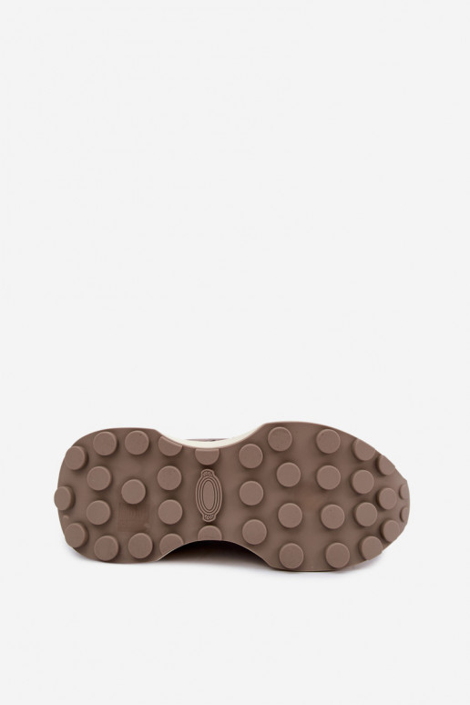 Sneakers da donna in suede sintetico Kobbo 67048 marrone scuro