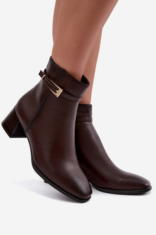 Stivaletti isolati da donna con fibbie Sergio Leone BT-34 cioccolato