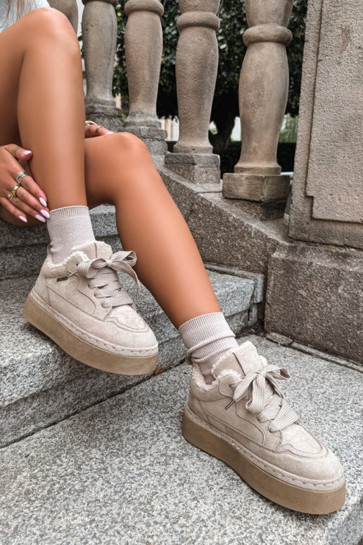 Stivali da neve con piattaforma e lacci Big Star UU274187 in sabbia