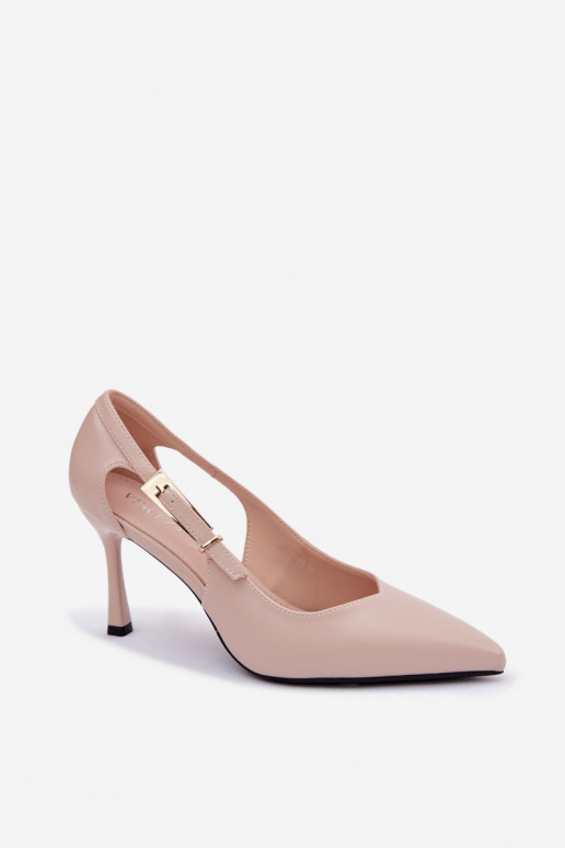 Décolleté beige con ritagli e fibbie Vinceza 62288