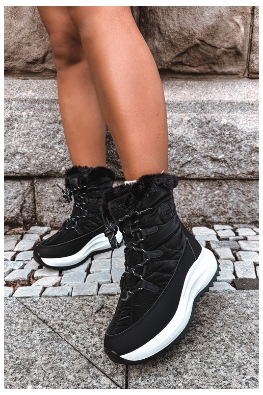 Stivali da neve da donna con piattaforma e pelliccia nera Big Star