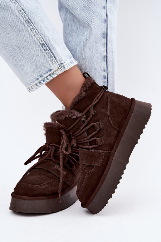Stivali da neve in camoscio da donna cioccolato Big Star