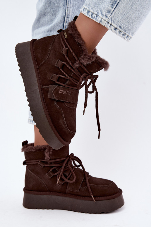 Stivali da neve in camoscio da donna cioccolato Big Star