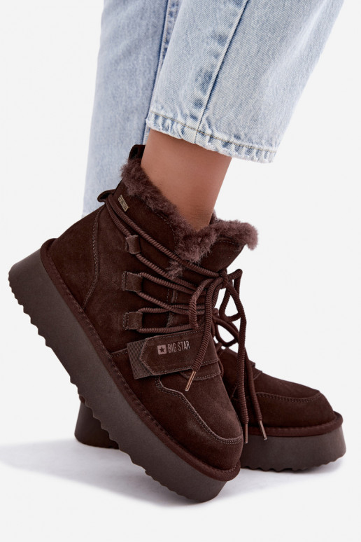 Stivali da neve in camoscio da donna cioccolato Big Star