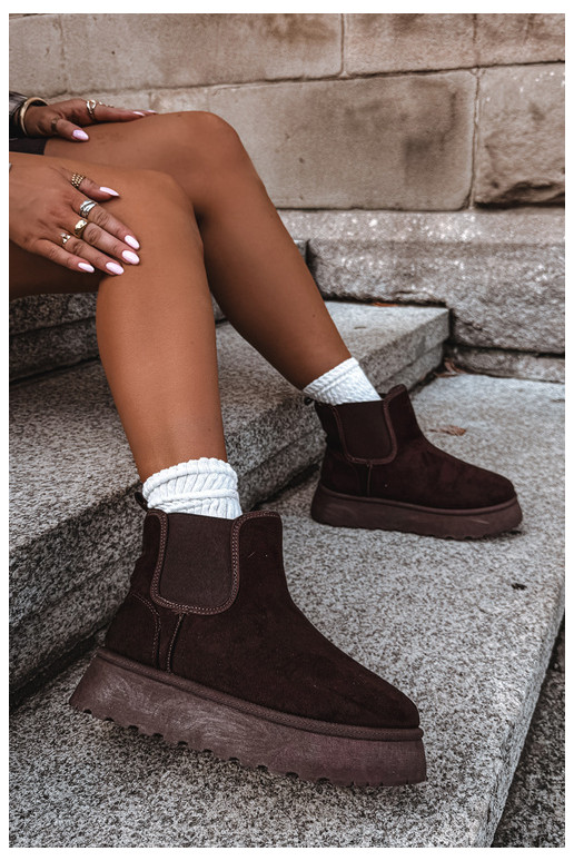 stivali da neve per donne con piattaforma Big Star UU274174 colore cioccolato