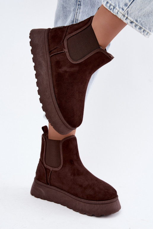 stivali da neve per donne con piattaforma Big Star UU274174 colore cioccolato