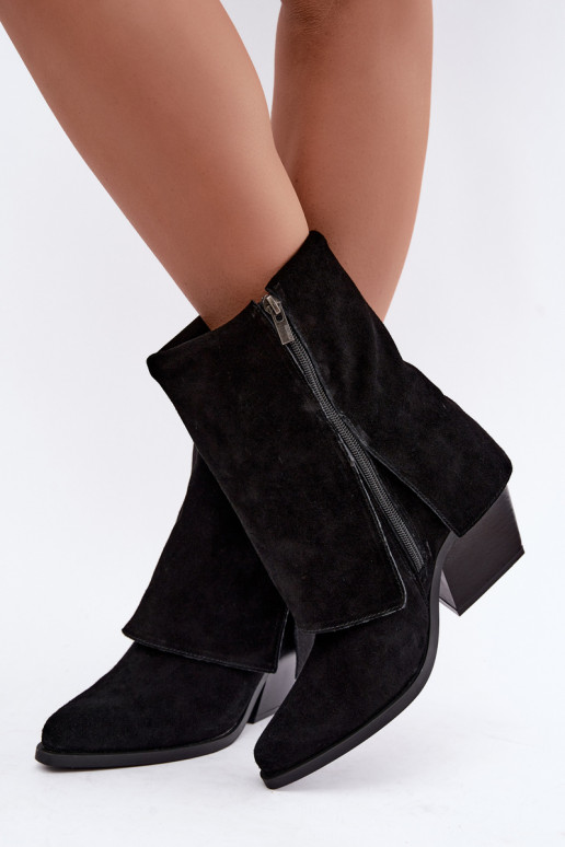 Stivaletti in stile cowboy con tacco in suede naturale Big Star UU274113 neri