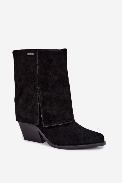 Stivaletti in stile cowboy con tacco in suede naturale Big Star UU274113 neri