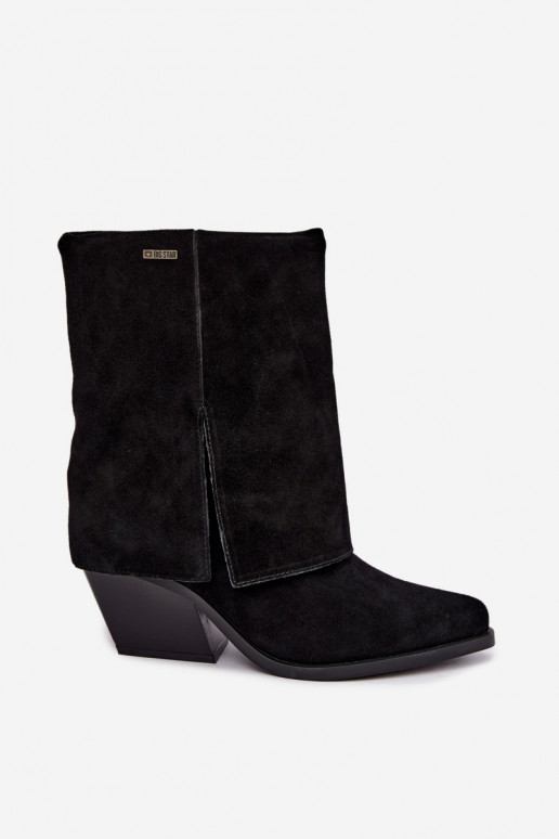 Stivaletti in stile cowboy con tacco in suede naturale Big Star UU274113 neri