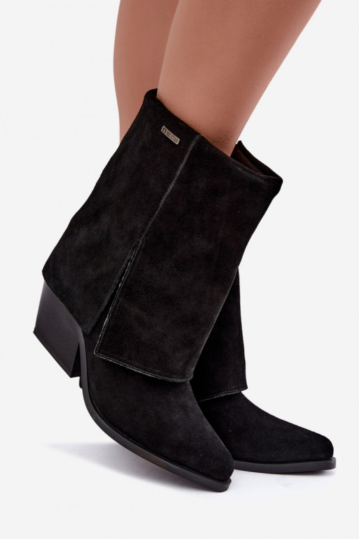 Stivaletti in stile cowboy con tacco in suede naturale Big Star UU274113 neri