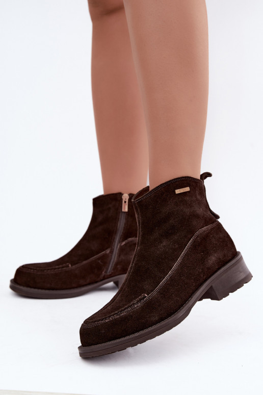 stivali isolati in suede naturale per donne Big Star UU274602 colore cioccolato