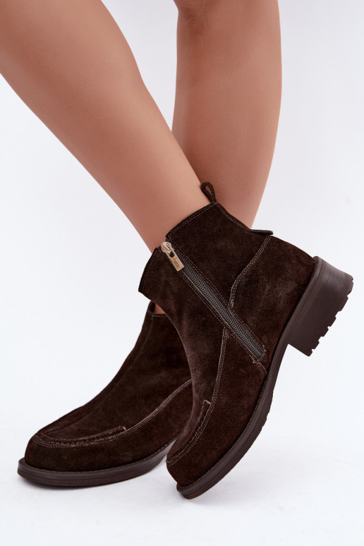 stivali isolati in suede naturale per donne Big Star UU274602 colore cioccolato