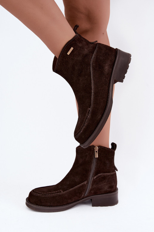 stivali isolati in suede naturale per donne Big Star UU274602 colore cioccolato