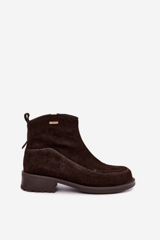 stivali isolati in suede naturale per donne Big Star UU274602 colore cioccolato
