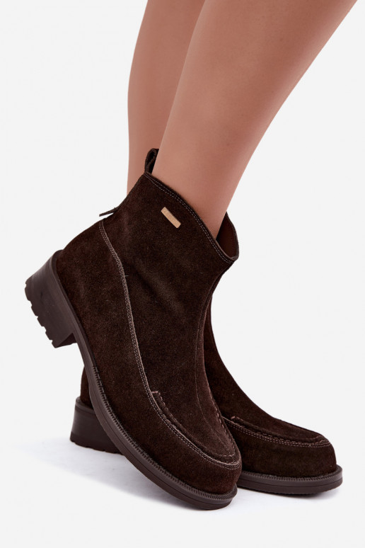 stivali isolati in suede naturale per donne Big Star UU274602 colore cioccolato