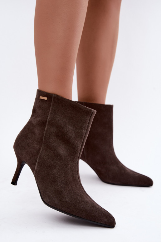 Stivali in suede con tacchi sottili e isolamento, slip-on Big Star UU274492 marroni